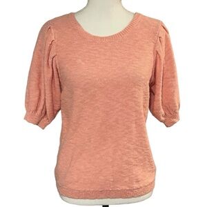LOFT Outlet size S peach cotton sweater with tie V-back and full half-sleeves